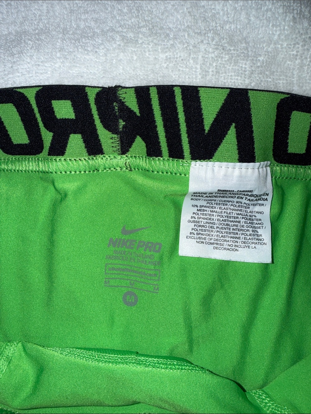 Nike Bright Green Performance Compression Shorts with Black Waistband - Picture 4 of 4